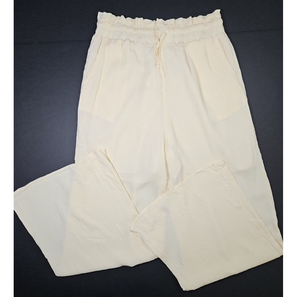 Kendall + Kylie Juniors Cream Wide Leg Pull On Pants Size Large NWOT